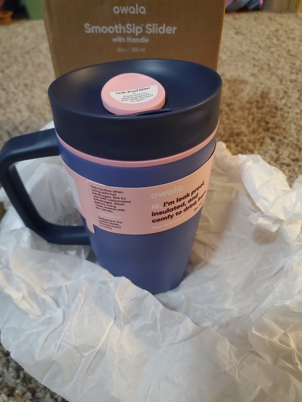 owala SmoothSip Slider Insulated Travel Mug - Blue & Pink